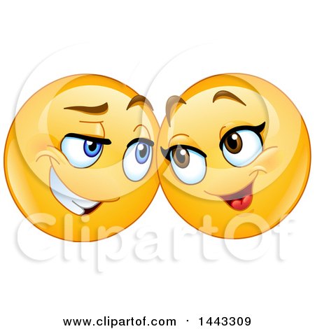 Clipart of a Yellow Emoji Smiley Face Emoticon Face Couple - Royalty Free Vector Illustration by yayayoyo