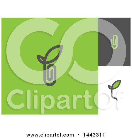 Clipart of Paperclip and Leaf Designs - Royalty Free Vector Illustration by elena