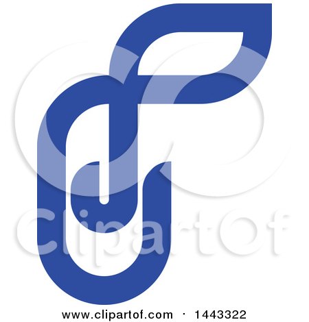 Clipart of a Blue Paperclip with a Leaf - Royalty Free Vector Illustration by elena