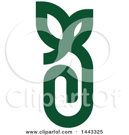 Clipart of a Green Paperclip with Leaves - Royalty Free Vector Illustration by elena