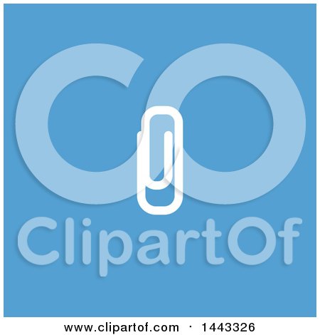 Clipart of a White Paperclip on Blue - Royalty Free Vector Illustration by elena