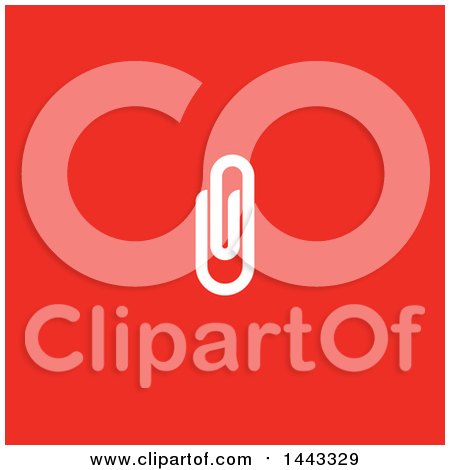 Clipart of a White Paperclip on Red - Royalty Free Vector Illustration by elena