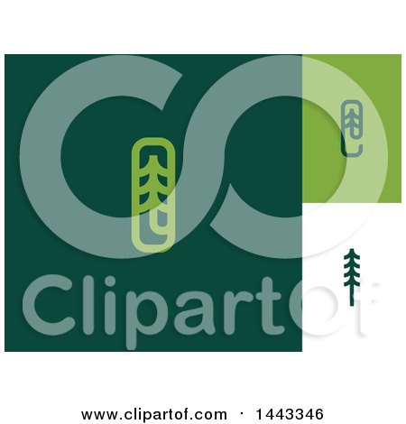 Clipart of Green Paperclip and Fir Evergreen Tree Designs - Royalty Free Vector Illustration by elena