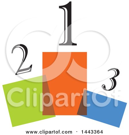 Clipart of Numbers over Colorful Podiums - Royalty Free Vector Illustration by ColorMagic