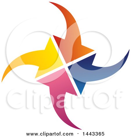 Clipart of a Group of Colorful Arrows Comwing Together - Royalty Free Vector Illustration by ColorMagic