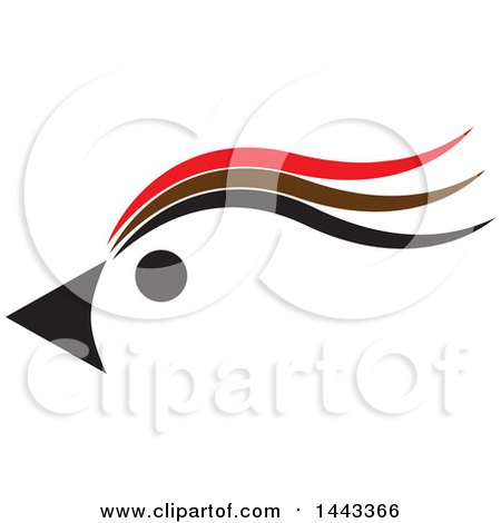 Clipart of a Red Brown and Black Profiled Bird Mascot Head - Royalty Free Vector Illustration by ColorMagic