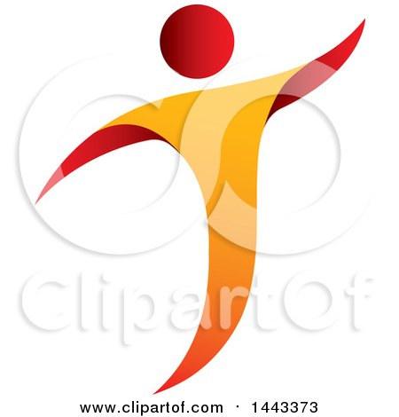 Clipart of a Gradient Red and Orange Man Forming a Letter T - Royalty Free Vector Illustration by ColorMagic