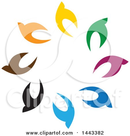 Clipart of a Circle of Colorful Birds - Royalty Free Vector Illustration by ColorMagic