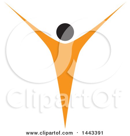 Clipart of a Black and Orange Person Cheering or Dancing - Royalty Free Vector Illustration by ColorMagic