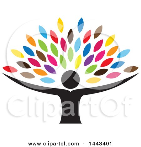 Clipart of a Tree with Colorful Leaves and a Person Trunk - Royalty Free Vector Illustration by ColorMagic