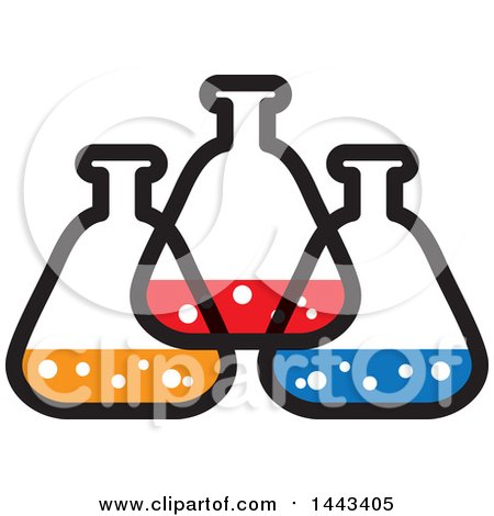 Clipart of a Trio of Science Lab Containers - Royalty Free Vector Illustration by ColorMagic