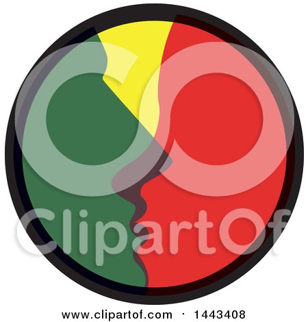 Clipart of a Green and Red Couple Kissing in a Circle - Royalty Free Vector Illustration by ColorMagic