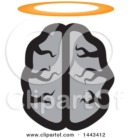 Clipart of a Gray Human Brain with a Halo - Royalty Free Vector Illustration by ColorMagic