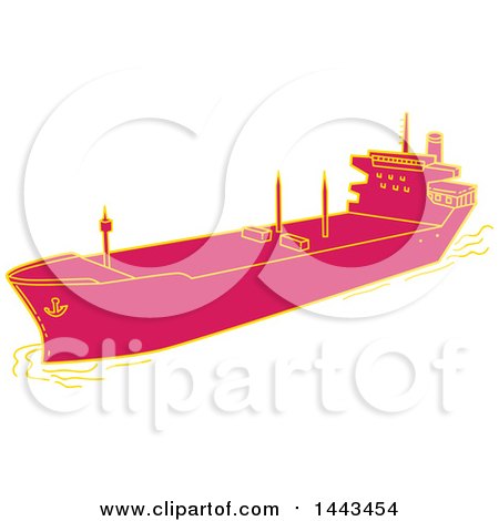 Clipart of a Mono Line Styled Cargo Container Ship - Royalty Free Vector Illustration by patrimonio