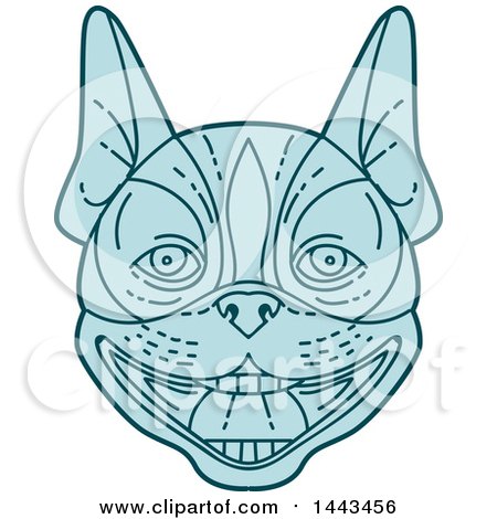 Clipart of a Mono Line Styled Boston Terrier Dog Face - Royalty Free Vector Illustration by patrimonio