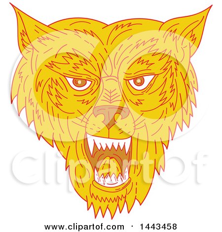 Clipart of a Mono Line Styled Wolf Head - Royalty Free Vector Illustration by patrimonio