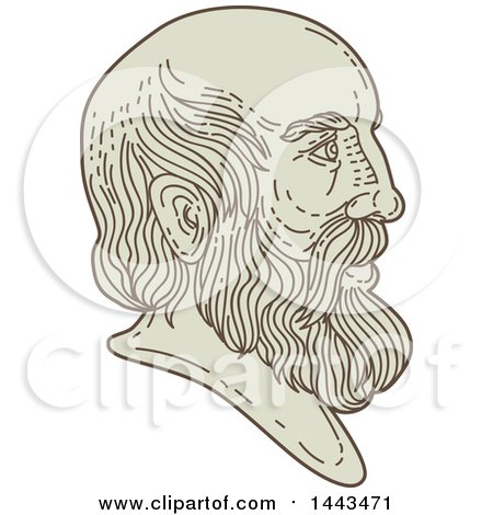 Clipart of a Mono Line Styled Bust of Plato in Profile - Royalty Free Vector Illustration by patrimonio