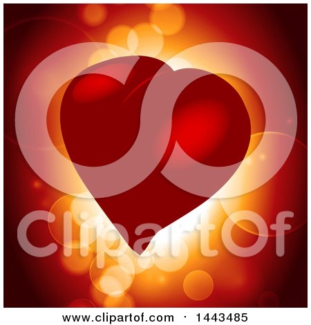 Clipart of a Red Love Heart over Glowing Light and Flares - Royalty Free Vector Illustration by elaineitalia