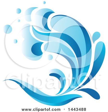 Clipart of a Blue Splash Ocean Surf Wave - Royalty Free Vector Illustration by Vector Tradition SM
