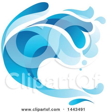 Clipart of a Blue Splash Ocean Surf Wave - Royalty Free Vector Illustration by Vector Tradition SM