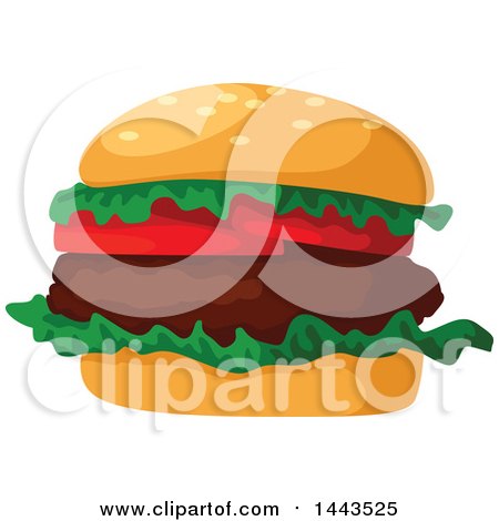 Clipart of a Hamburger with Tomatoes and Lettuce - Royalty Free Vector Illustration by Vector Tradition SM