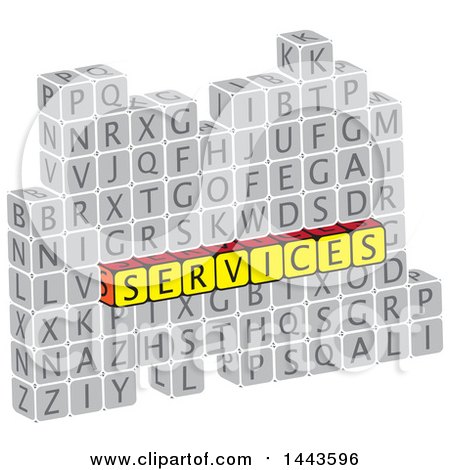 Clipart of a Highlighted Word, Services, in Alphabet Letter Blocks - Royalty Free Vector Illustration by ColorMagic