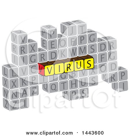 Clipart of a Highlighted Word, Virus, in Alphabet Letter Blocks - Royalty Free Vector Illustration by ColorMagic
