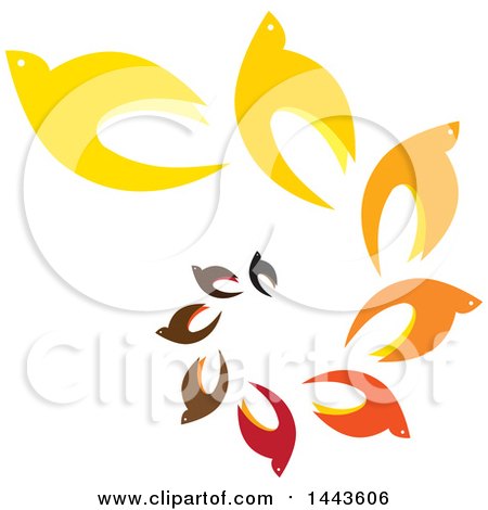 Clipart of a Spiral of Colorful Birds - Royalty Free Vector Illustration by ColorMagic