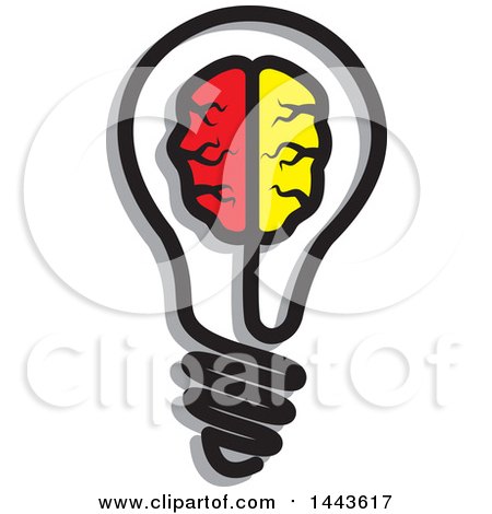 Clipart of a Brain in a Lightbulb - Royalty Free Vector Illustration by ColorMagic