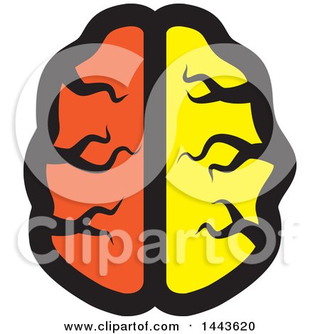 Clipart of a Yellow and Orange Human Brain - Royalty Free Vector Illustration by ColorMagic