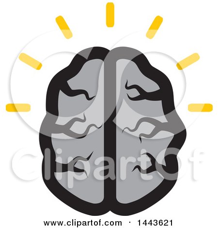 Clipart of a Gray Human Brain with Idea Lines - Royalty Free Vector Illustration by ColorMagic