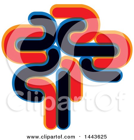 Clipart of a Red Blue and Black Abstract Brain - Royalty Free Vector Illustration by ColorMagic