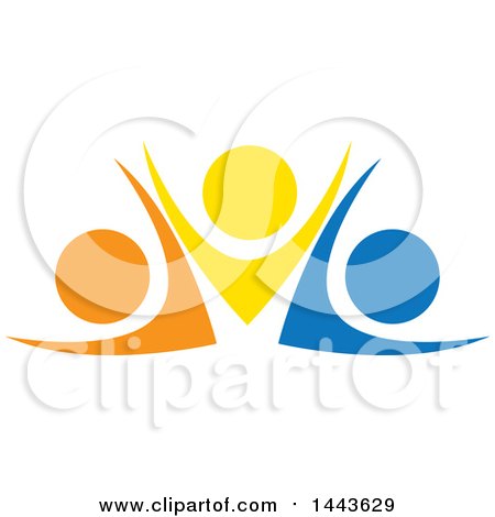 Clipart of a Group of Colorful Cheering People - Royalty Free Vector Illustration by ColorMagic