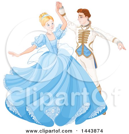 Clipart of Cinderella Dancing with Her Prince - Royalty Free Vector Illustration by Pushkin
