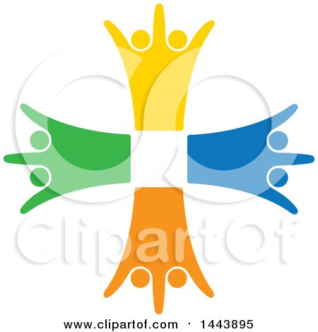 Clipart of a Group of Colorful Cheering People - Royalty Free Vector Illustration by ColorMagic