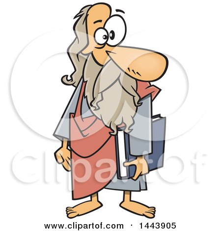 Clipart of a Cartoon Man, Plato, Holding a Book - Royalty Free Vector Illustration by toonaday