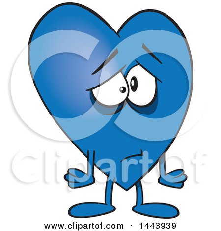 Clipart of a Cartoon Sad Blue Love Heart Character - Royalty Free Vector Illustration by toonaday