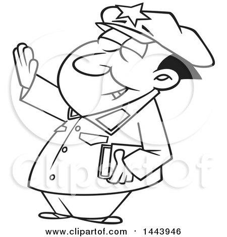 Clipart of a Cartoon Black and White Lineart Man, Mao Zedong, Holding up an Arm - Royalty Free Vector Illustration by toonaday