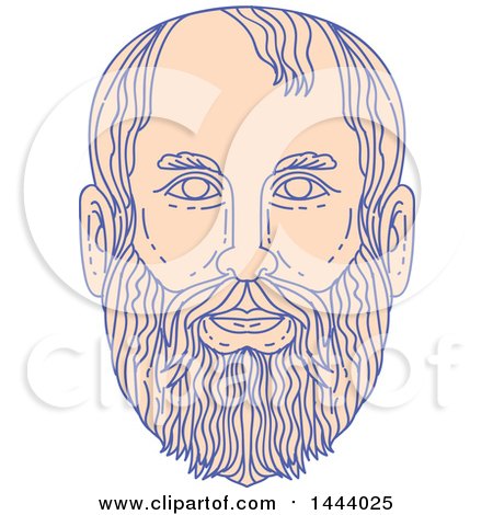 Clipart of a Mono Line Style Face Portrait of the Greek Philosopher, Plato - Royalty Free Vector Illustration by patrimonio