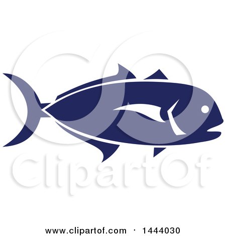 Clipart of a Blue Crevalle Jack Fish in Profile - Royalty Free Vector Illustration by patrimonio