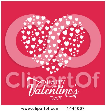 Clipart of a Happy Valentines Day Greeting Under White Hearts on Pink - Royalty Free Vector Illustration by KJ Pargeter