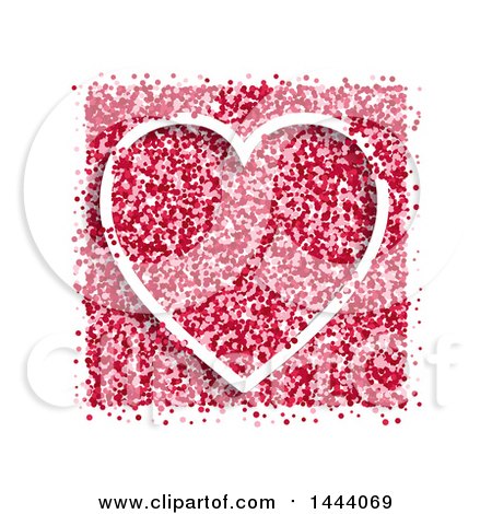 Clipart of a White Heart with Pink and Red Speckles on White - Royalty Free Vector Illustration by KJ Pargeter
