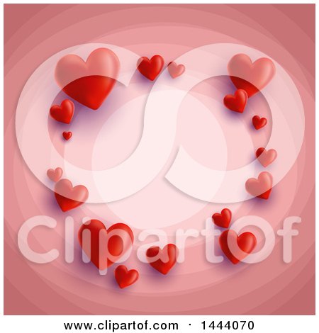 Clipart of a Frame of Red Hearts on Pink - Royalty Free Vector Illustration by KJ Pargeter