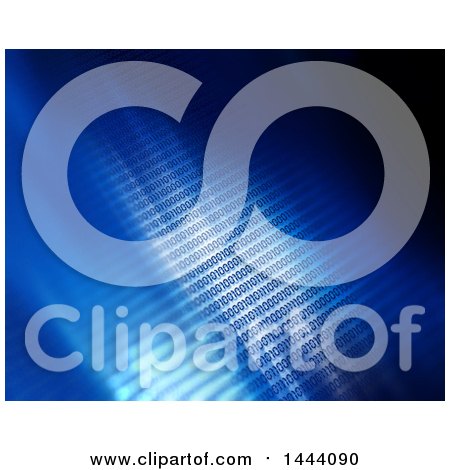 Clipart of a Tilted Blue Blurred and Binary Code Background - Royalty Free Illustration by KJ Pargeter