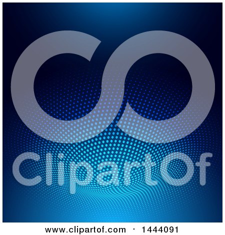 Clipart of a Blue Background with Halftone Dots - Royalty Free Vector Illustration by KJ Pargeter