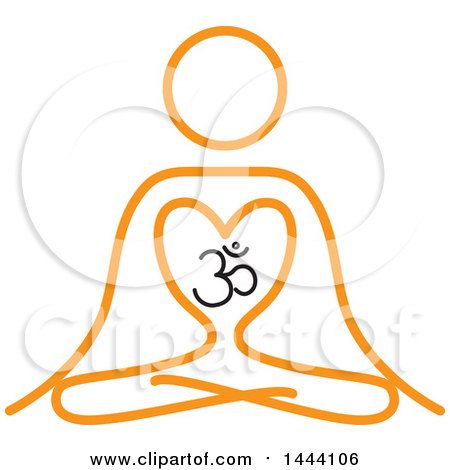 Clipart of a Simple Orange Meditating Person and Om Symbol - Royalty Free Vector Illustration by ColorMagic