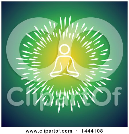Clipart of a White Meditating Person in a Circle on Green - Royalty Free Vector Illustration by ColorMagic