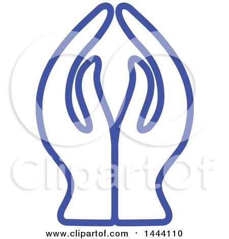 Clipart of a Pair of Blue Prayer or Namaste Hands - Royalty Free Vector Illustration by ColorMagic