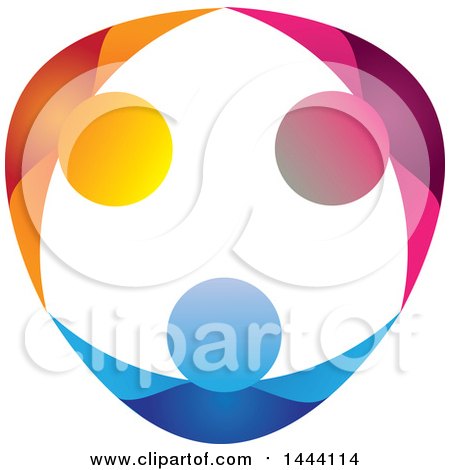Clipart of a Circle of Colorful Cheering People - Royalty Free Vector Illustration by ColorMagic