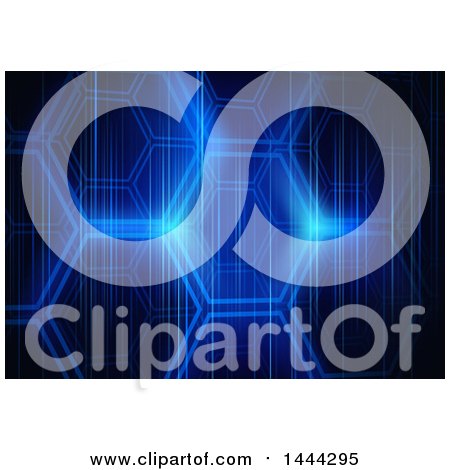 Clipart of a Background of Abstract Blue Hexagons and Lights - Royalty Free Vector Illustration by dero